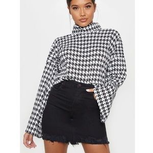 Dogtooth/houndstooth oversized roll neck sweater